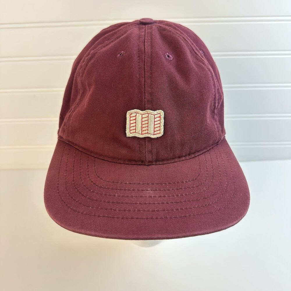Topo Designs Mini Map Mens Hat Red Maroon Leather Strap Outdoor Hiking USA Made
